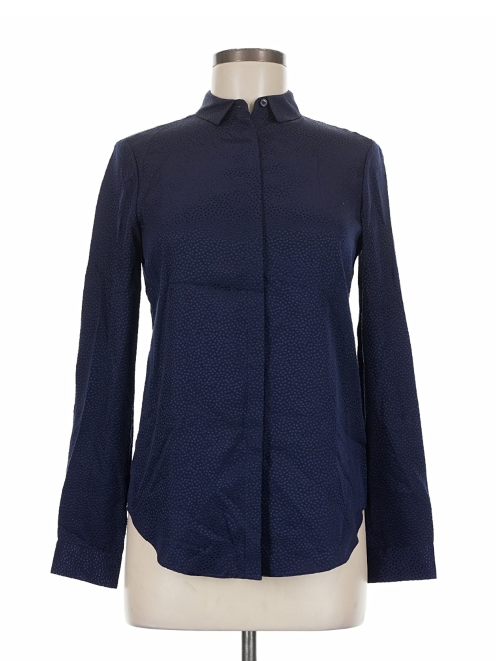 Thomas Pink Navy Dotted Silk Button-Up Shirt